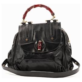 Gucci Bamboo Lederhandtasche Schwarz