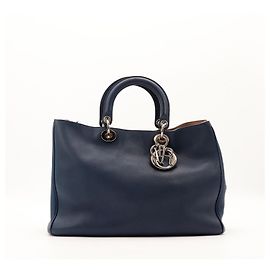 Borsa Christian Dior in pelle blu navy
