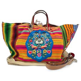 Borsa tote Christian Louboutin in tela Mexicana ricamata