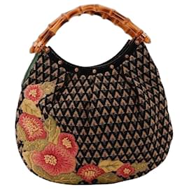 Borsa Hobo Gucci con manico in bambù e ricamo floreale