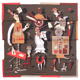 Hermès Sciarpa in seta Hermes Carre 70 Illusion Exquise marrone