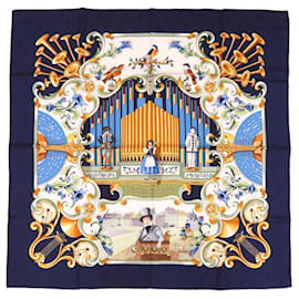 Hermes Carre 90 ORGAUPHONE Sciarpa in seta blu navy - Hermès