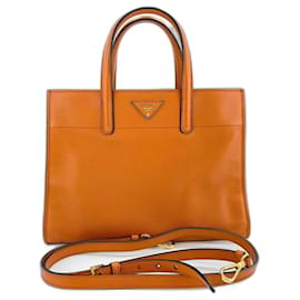 Borsa a 2 modi in pelle arancione Prada