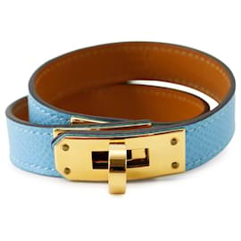 Pulseira Kelly Double Tour em couro Epsom Celeste - Hermès