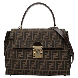 Borsa Fendi Zucca marrone in pelle e tela