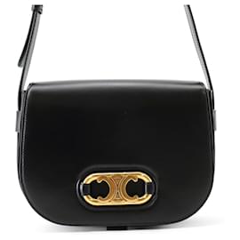 Bolsa de ombro em couro preto Celine Maillon Triomphe - Céline