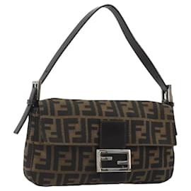 FENDI Zucca Canvas Mamma Baguette Borsa a Spalla Marrone Argento Auth yk20687SAM