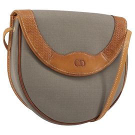 Bolsa de Ombro Christian Dior PVC Couro Cinza Marrom Auth ep15197