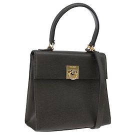 Céline Borsa CELINE in pelle 2way Khaki Gold Tone Auth ep15377