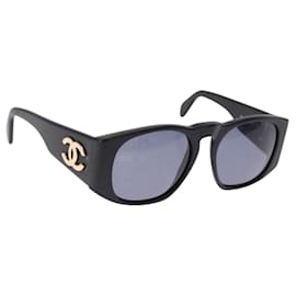 CHANEL Sonnenbrille Kunststoff Schwarz Gold CC Auth bs36338