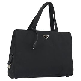 Borsa PRADA in nylon nero argento Auth ep15229