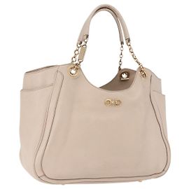 Borsa Salvatore Ferragamo Gancini in pelle beige con dettagli in tono oro Auth ka5439