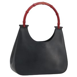 Bolsa de mão GUCCI Bamboo em couro preto 001 3761 Auth ep15613A