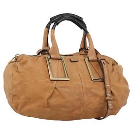 Chloé Chloe Etel Schultertasche Leder 2way Braun Gold Auth mr2737