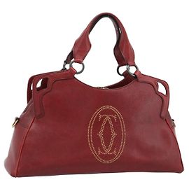 Borsa a mano CARTIER Marcello in pelle rossa con finiture in tono oro Autentica ka5383A