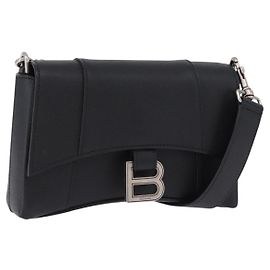 BALENCIAGA Downtown Schultertasche Leder Schwarz Silber 736471 Auth ar14127M