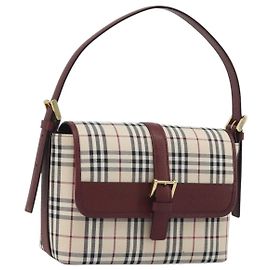 Borsa a mano BURBERRY Nova Check in tela Beige Gold Auth am12032V