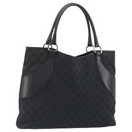 Borsa Tote GUCCI GG Canvas Nera Argento 113016 Auth am12219A