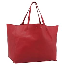 CELINE Horizontal Cabas Tote Bag Leder Rot Goldfarben Authentisch ep15417 - Céline