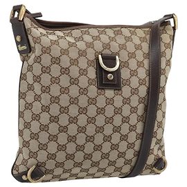 Bolso de Hombro GUCCI GG Canvas Beige Tono Dorado 131326 Auth ep15356A
