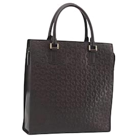 Céline Borsa CELINE C Macadam in tela e pelle marrone scuro con dettagli dorati Auth 191840A