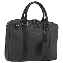 Bulgari Borsa Business BVLGARI in PVC Grigio Argento Auth bs36291