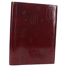 CARTIER Happy Birthday Note Cover Patent leather Bordeaux Gold Auth am12165V - Cartier