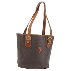 Céline Borsa Tote CELINE Macadam Canvas PVC Pelle Marrone Oro Auth 194037