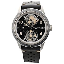 Orologio Montblanc Geosphere 119286 BBGJ3HDQ3 SS x Leather AT con quadrante nero