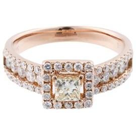 Autre Marque Unsignierter 18k ROSA GOLD Ring mit Diamanten, Größe 52 EU