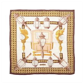 Foulard in seta Hermès Carré 90 "FEUX DE ROUTE" marrone