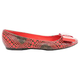 Ballerine Louis Vuitton x Yayoi Kusama Bow 12 years in pelle a pois Rosso x Nero, Taglia 38.5 EU