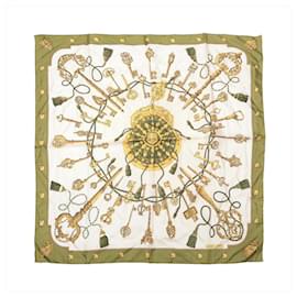 Foulard in seta Hermès Carré 90 "LES CLES" Verde