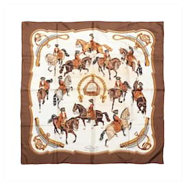 Hermès Carré 90 "REPRISE" Seidentuch in Braun