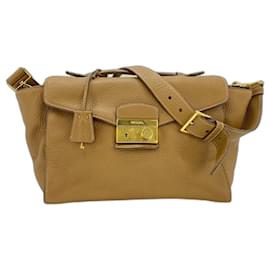 Borsa a tracolla in pelle marrone Prada