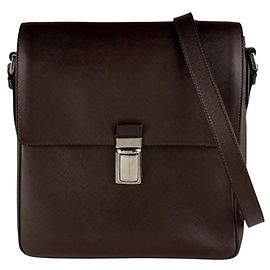 Borsa a tracolla in pelle marrone Prada