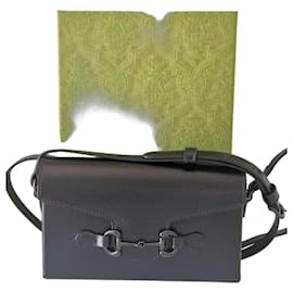 Borsa a tracolla Gucci Horsebit 1955 in pelle nera