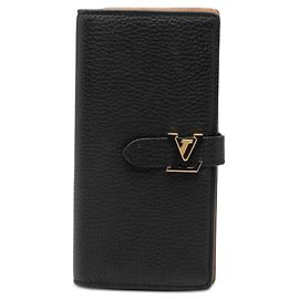 Louis Vuitton langer Geldbeutel aus schwarzem Leder Noir