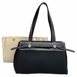 Hermès Hermes Herbag Cabas MM Toile Officier Tote Bag Schwarz