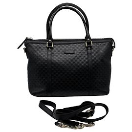 Borsa 2way in pelle Micro Guccissima nera