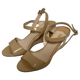 Prada Patent Wedge Sandals