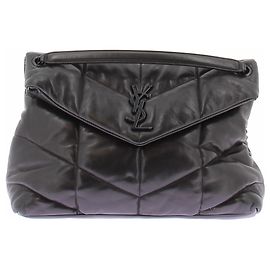 Saint Laurent Bolso bandolera Puffer en cuero negro