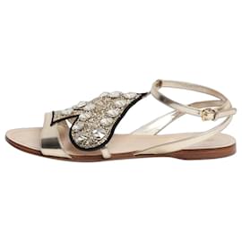 Miu Miu Sandali Gold diamante ace of spades - taglia EU 39 (UK 6)