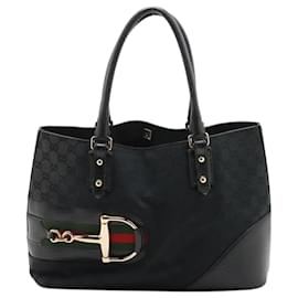 Borsa Horsebit in tela GG nera - Gucci