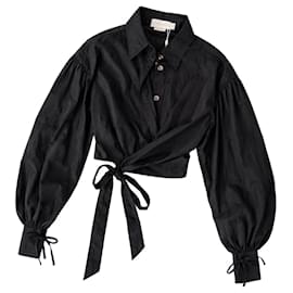 Zimmermann Zim Blouse Cropped Wrap Top Schwarz
