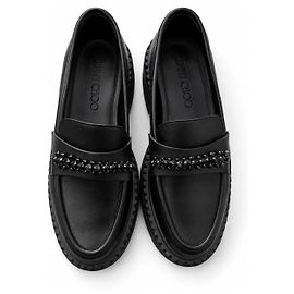 Jimmy Choo Mocassini in pelle nera con cristalli