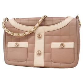 Borsa a tracolla Chanel in agnello rosa beige