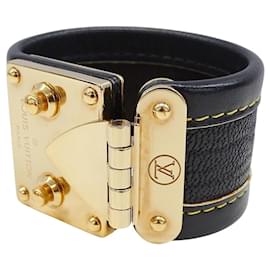 Bracciale charm in pelle nera Louis Vuitton