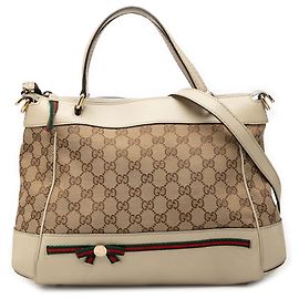 Gucci Mayfair Satchel aus beigem GG Canvas