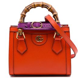 Borsa Diana in pelle di vitello Bamboo piccola arancione Gucci